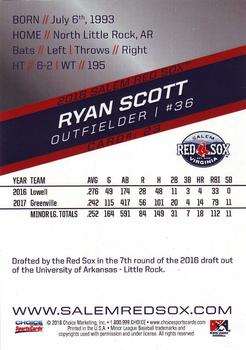 2018 Choice Salem Red Sox #23 Ryan Scott Back