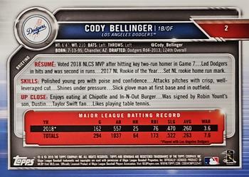 2019 Bowman - Blue #2 Cody Bellinger Back