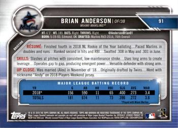 2019 Bowman - Blue #91 Brian Anderson Back