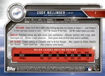 2019 Bowman - Orange #2 Cody Bellinger Back