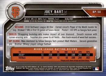 2019 Bowman - Prospects #BP-50 Joey Bart Back