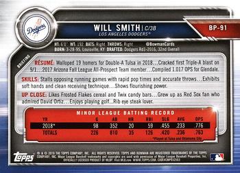 2019 Bowman - Prospects #BP-91 Will Smith Back