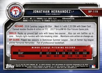 2019 Bowman - Prospects #BP-119 Jonathan Hernandez Back