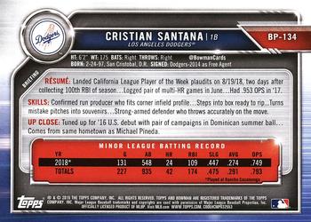 2019 Bowman - Prospects #BP-134 Cristian Santana Back