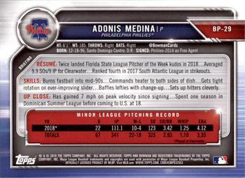 2019 Bowman - Prospects Camo #BP-29 Adonis Medina Back