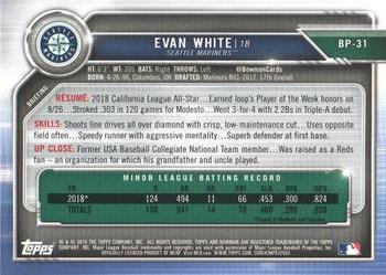 2019 Bowman - Prospects Camo #BP-31 Evan White Back