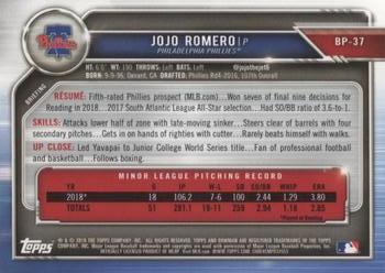 2019 Bowman - Prospects Camo #BP-37 JoJo Romero Back