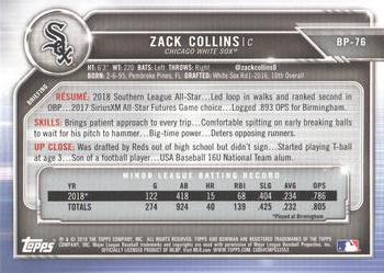 2019 Bowman - Prospects Camo #BP-76 Zack Collins Back