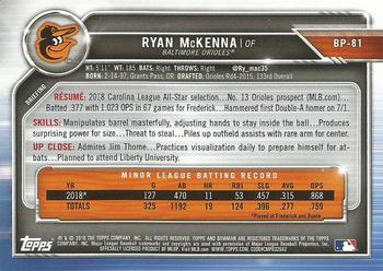 2019 Bowman - Prospects Camo #BP-81 Ryan McKenna Back