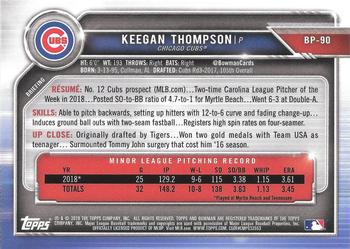 2019 Bowman - Prospects Camo #BP-90 Keegan Thompson Back