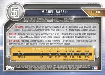 2019 Bowman - Prospects Camo #BP-106 Michel Baez Back