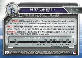 2019 Bowman - Prospects Camo #BP-136 Peter Lambert Back