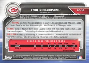 2019 Bowman - Prospects Sky Blue #BP-95 Lyon Richardson Back