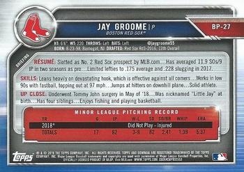 2019 Bowman - Prospects Green #BP-27 Jay Groome Back