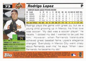 2005 Topps 1st Edition #73 Rodrigo Lopez Back