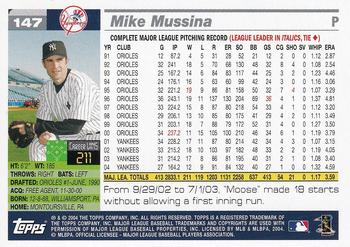 2005 Topps 1st Edition #147 Mike Mussina Back