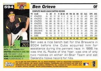 2005 Topps 1st Edition #594 Ben Grieve Back