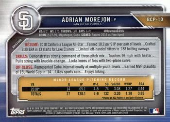 2019 Bowman - Chrome Prospects #BCP-10 Adrian Morejon Back