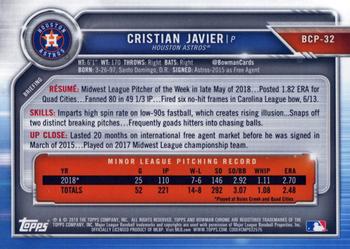 2019 Bowman - Chrome Prospects #BCP-32 Cristian Javier Back