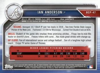 2019 Bowman - Chrome Prospects #BCP-47 Ian Anderson Back