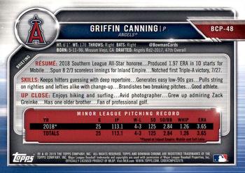 2019 Bowman - Chrome Prospects #BCP-48 Griffin Canning Back