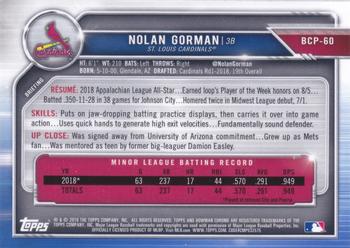2019 Bowman - Chrome Prospects #BCP-60 Nolan Gorman Back