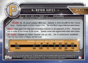 2019 Bowman - Chrome Prospects #BCP-71 Ke'Bryan Hayes Back