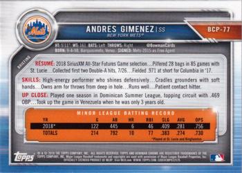 2019 Bowman - Chrome Prospects #BCP-77 Andres Gimenez Back