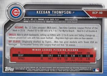 2019 Bowman - Chrome Prospects #BCP-90 Keegan Thompson Back