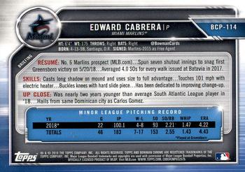 2019 Bowman - Chrome Prospects #BCP-114 Edward Cabrera Back