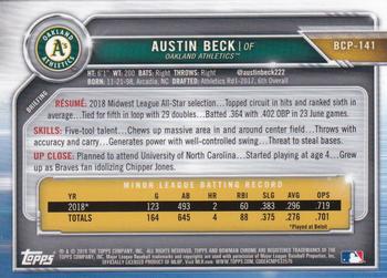 2019 Bowman - Chrome Prospects #BCP-141 Austin Beck Back