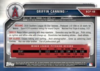 2019 Bowman - Chrome Prospects Atomic Refractor #BCP-48 Griffin Canning Back