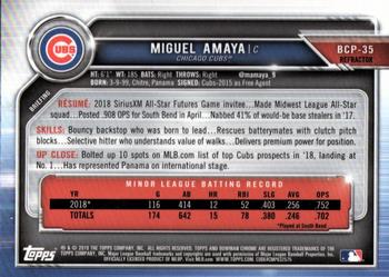 2019 Bowman - Chrome Prospects Refractor #BCP-35 Miguel Amaya Back