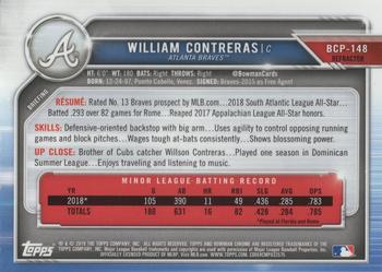 2019 Bowman - Chrome Prospects Refractor #BCP-148 William Contreras Back