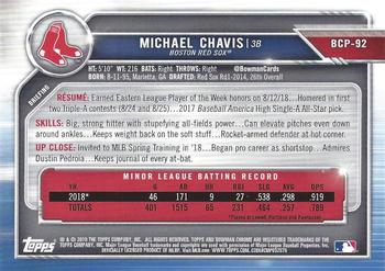 2019 Bowman - Chrome Prospects Speckle Refractor #BCP-92 Michael Chavis Back