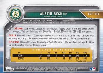 2019 Bowman - Chrome Prospects Speckle Refractor #BCP-141 Austin Beck Back