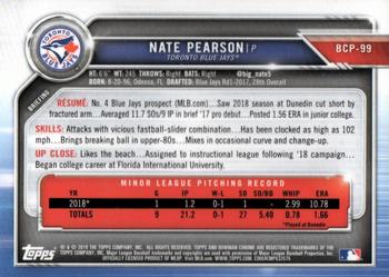 2019 Bowman - Chrome Prospects Purple Refractor #BCP-99 Nate Pearson Back
