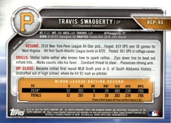 2019 Bowman - Chrome Prospects Blue Shimmer Refractor #BCP-93 Travis Swaggerty Back