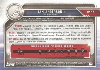 2019 Bowman - Chrome Prospects Green Refractor #BCP-47 Ian Anderson Back