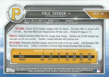 2019 Bowman - Chrome Prospects Gold Refractor #BCP-16 Cole Tucker Back