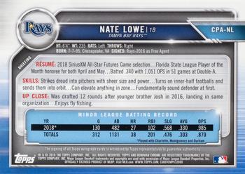 2019 Bowman - Chrome Prospect Autographs Green Refractor #CPA-NL Nate Lowe Back