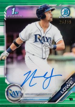 2019 Bowman - Chrome Prospect Autographs Green Refractor #CPA-NL Nate Lowe Front