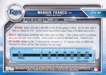 2019 Bowman - Chrome Prospect Autographs Red Refractor #CPA-WF Wander Franco Back