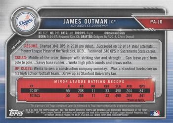 2019 Bowman - Prospect Autographs #PA-JO James Outman Back
