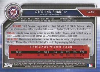 2019 Bowman - Prospect Autographs #PA-SS Sterling Sharp Back