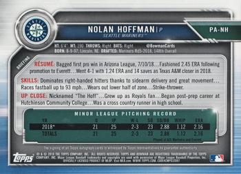 2019 Bowman - Prospect Autographs Green #PA-NH Nolan Hoffman Back