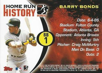 2005 Topps - Barry Bonds Home Run History #BB 1 Barry Bonds Back