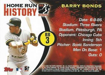 2005 Topps - Barry Bonds Home Run History #BB 3 Barry Bonds Back