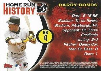 2005 Topps - Barry Bonds Home Run History #BB 4 Barry Bonds Back