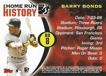 2005 Topps - Barry Bonds Home Run History #BB 8 Barry Bonds Back